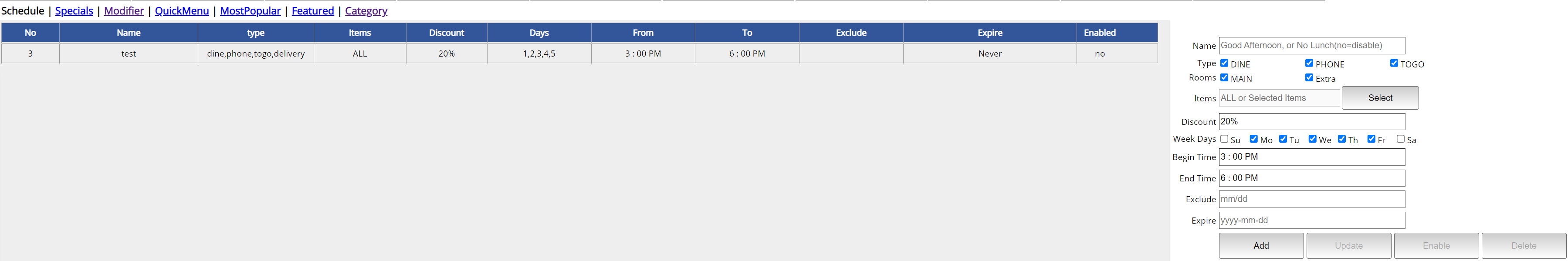 Schedule